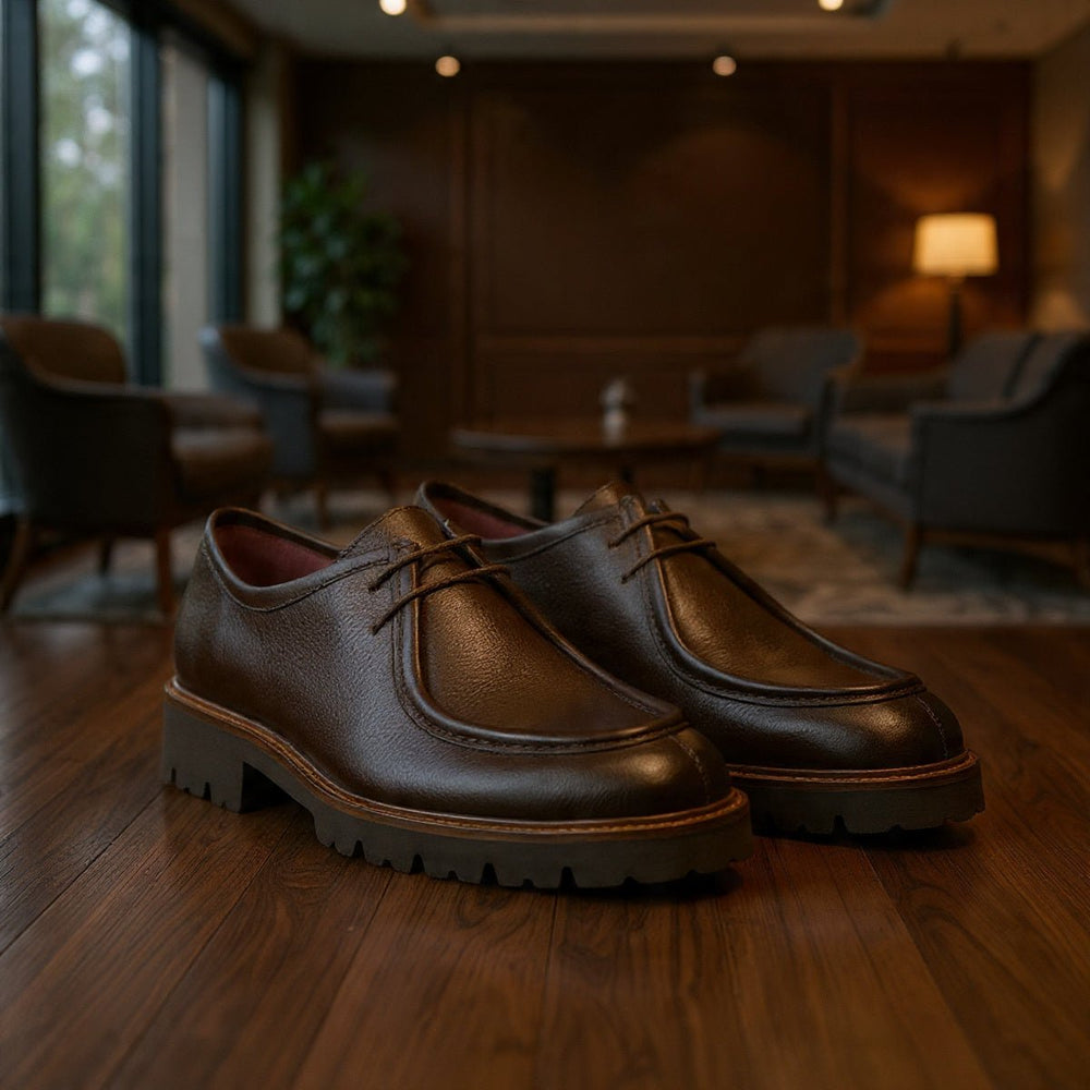 Noble: Derby Homme - Cuir Marron - Bleather Maroc