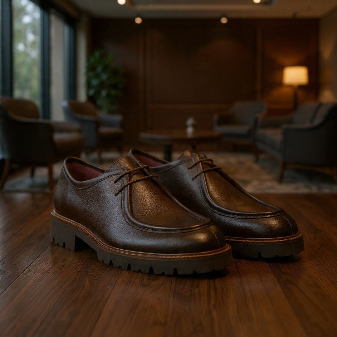 Noble: Derby Homme - Cuir Marron - Bleather Maroc