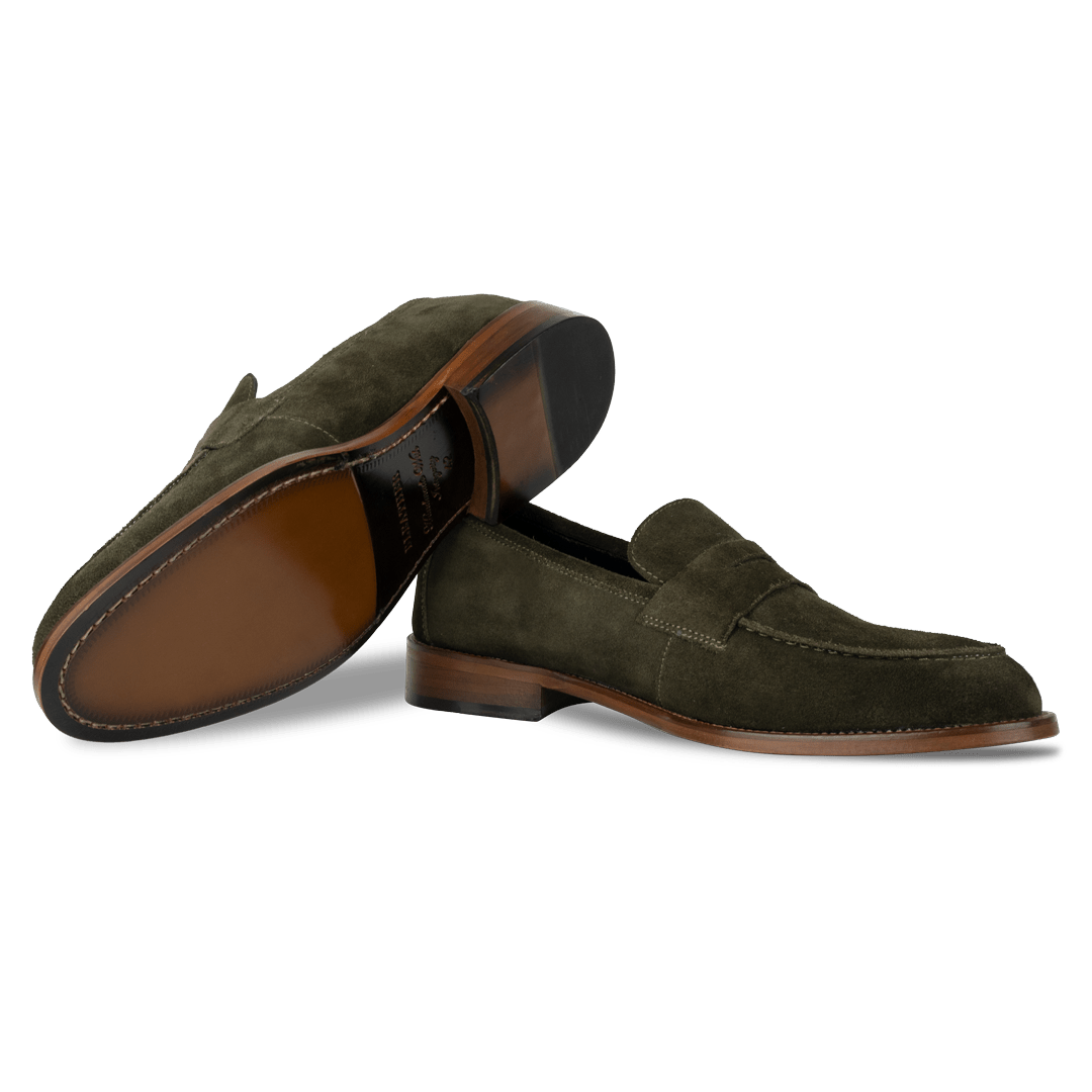 Nowell: Mocassin Homme - Daim Vert - Bleather Maroc