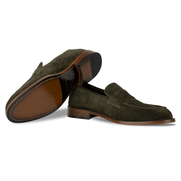 Nowell: Mocassin Homme - Daim Vert - Bleather Maroc