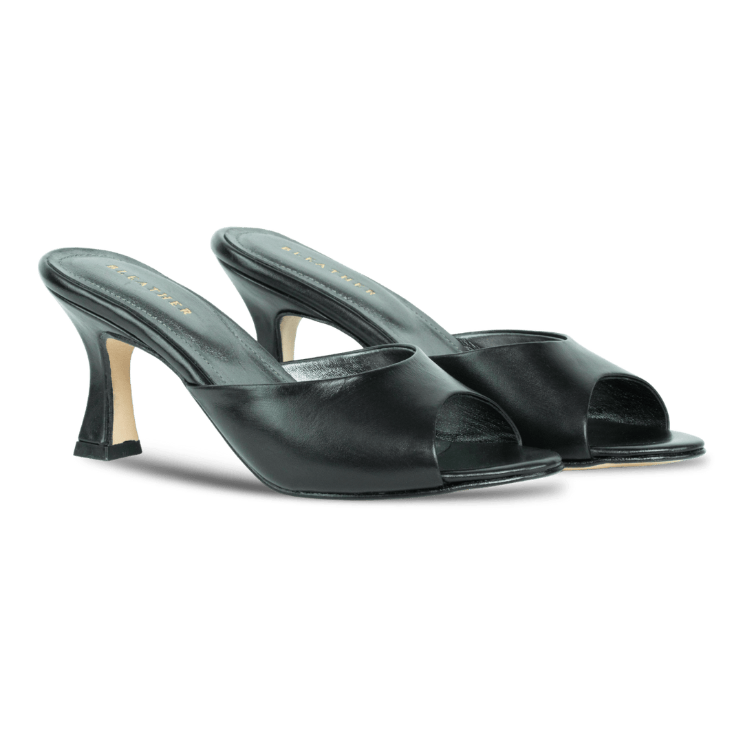 Olga : Sandales Femme - Cuir Noir - Bleather Maroc