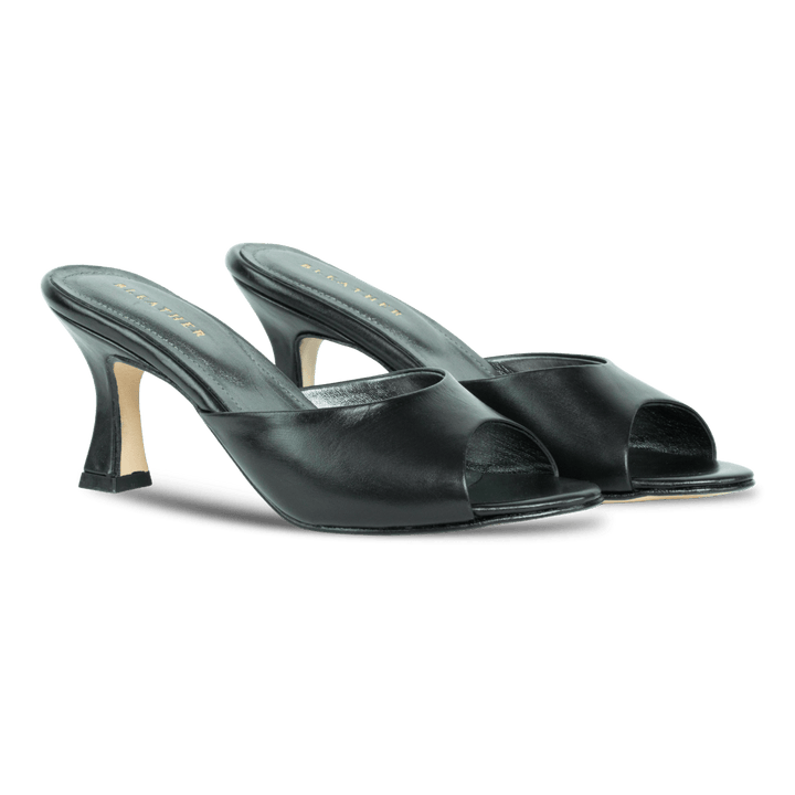 Olga : Sandales Femme - Cuir Noir - Bleather Maroc