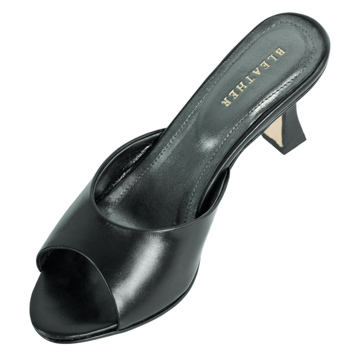 Olga : Sandales Femme - Cuir Noir - Bleather Maroc