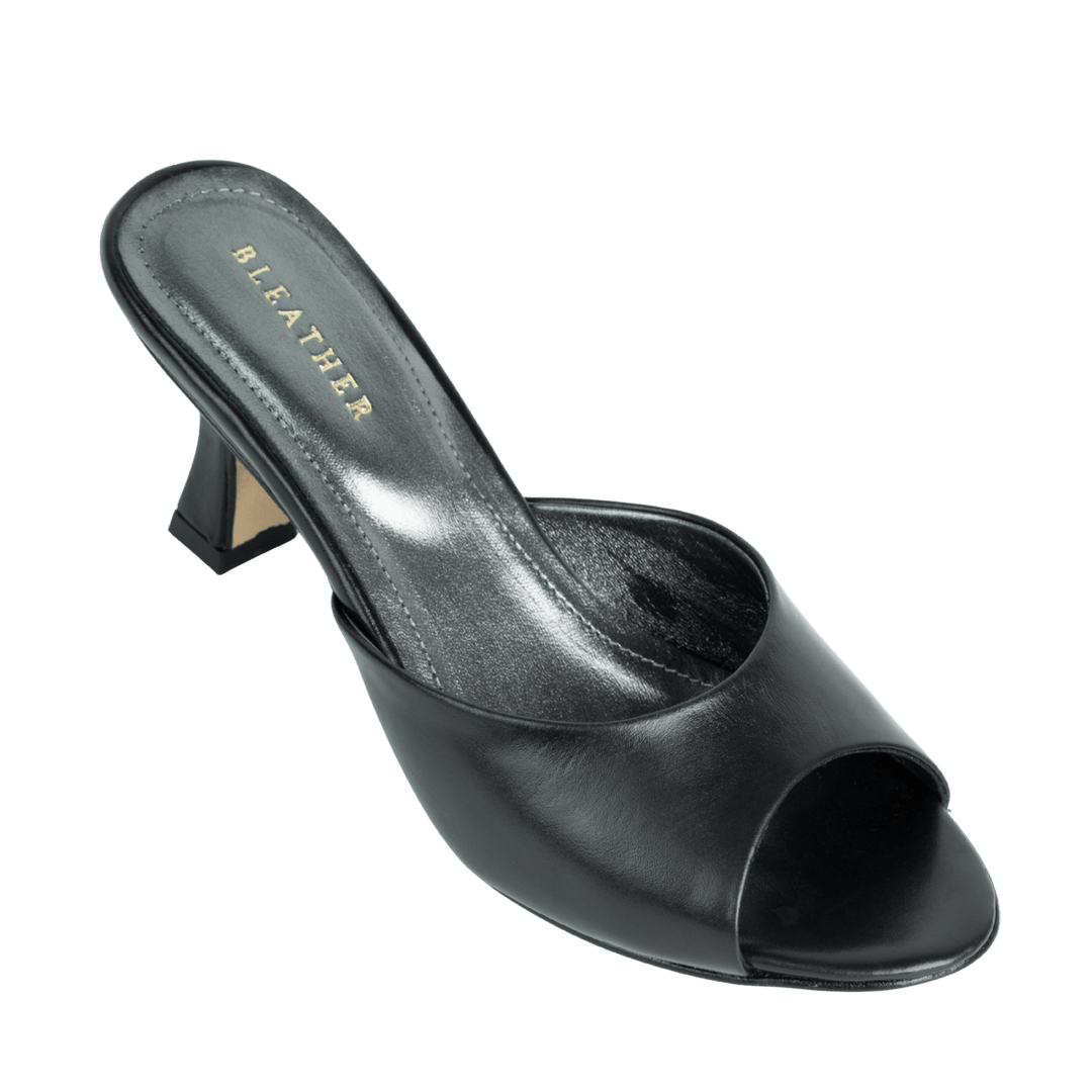 Olga : Sandales Femme - Cuir Noir - Bleather Maroc
