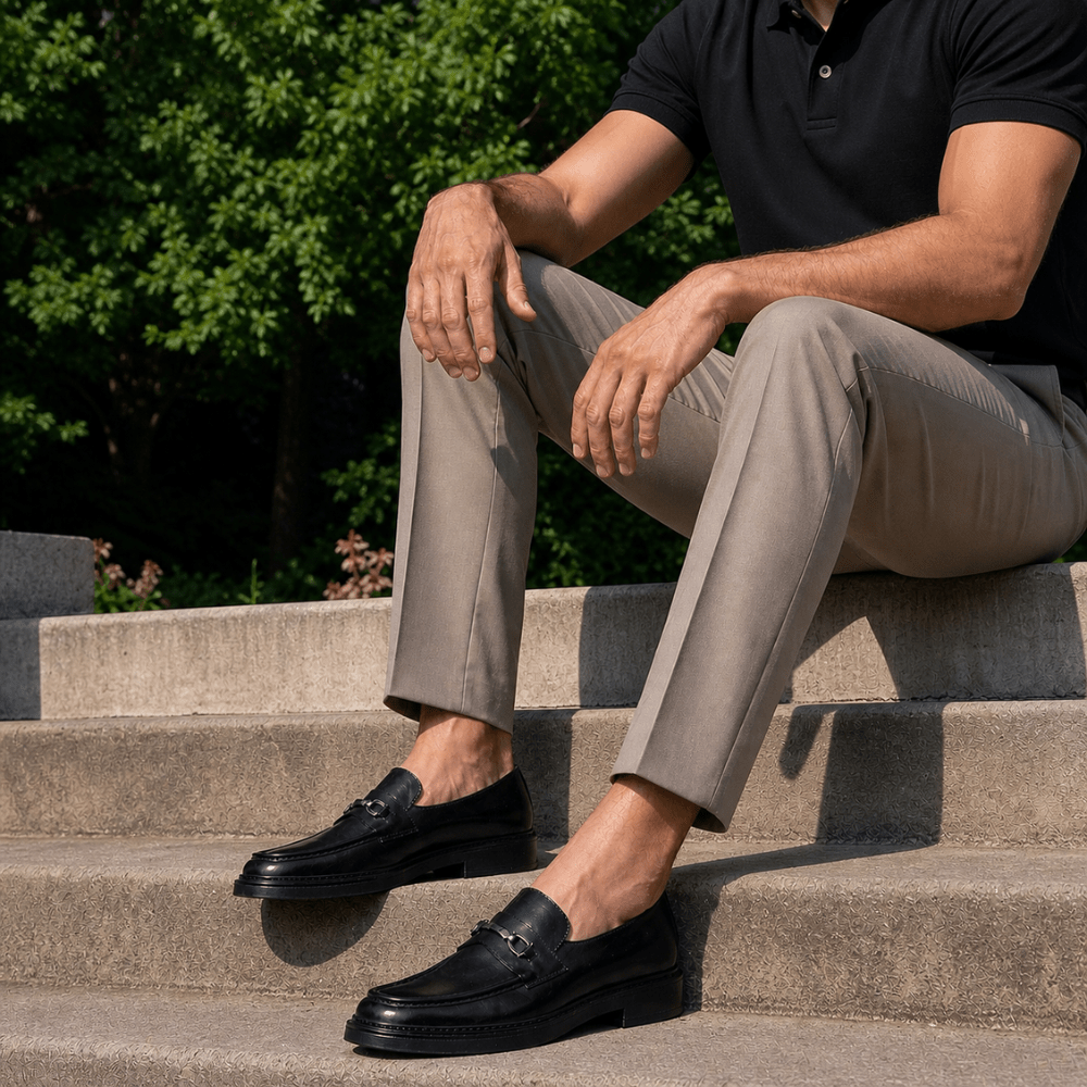 Oliver: Mocassin Homme - Cuir Noir - Bleather Maroc