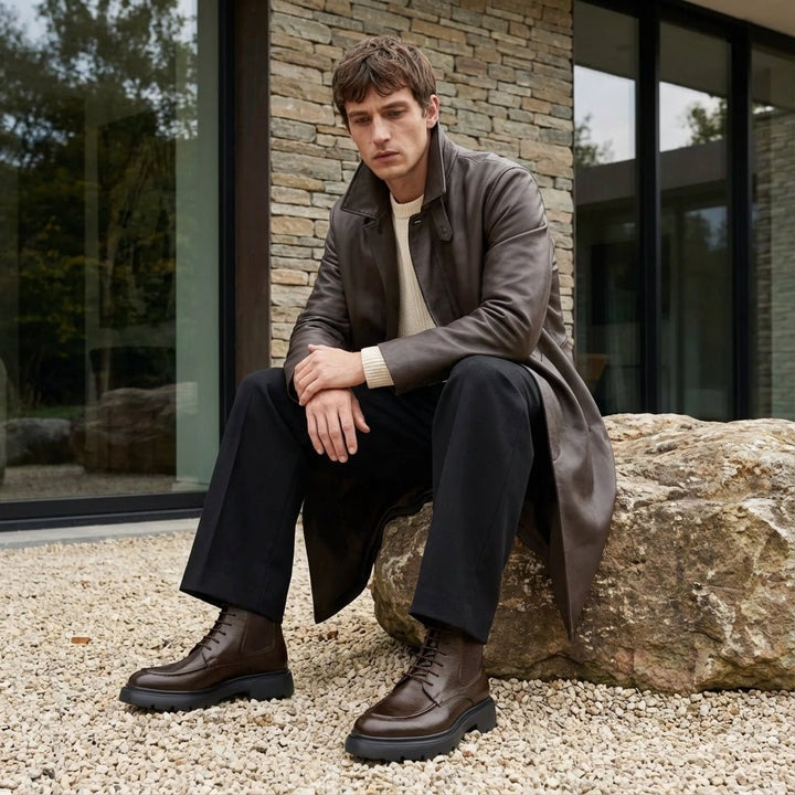 Owen: Bottes Homme - Cuir Marron - Bleather Maroc