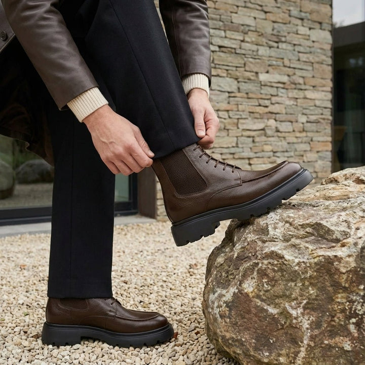 Owen: Bottes Homme - Cuir Marron - Bleather Maroc