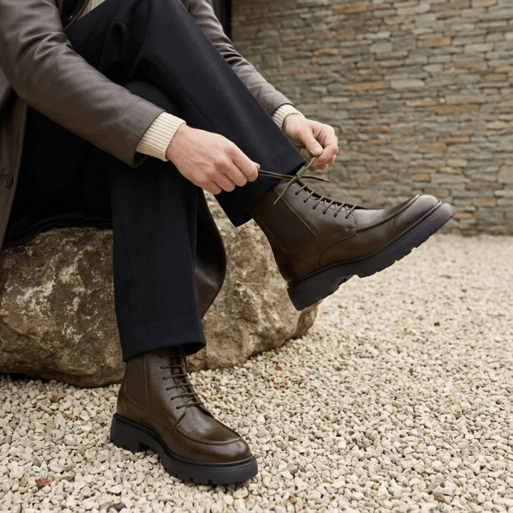 Owen: Bottes Homme - Cuir Marron - Bleather Maroc