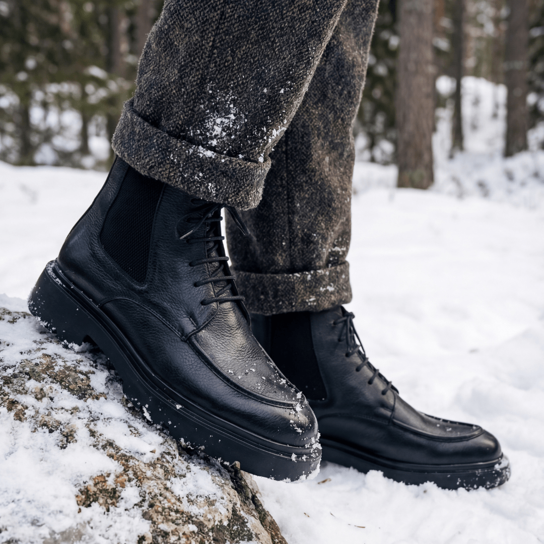Owen: Bottes Homme - Cuir Noir - Bleather Maroc