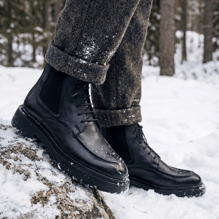 Owen: Bottes Homme - Cuir Noir - Bleather Maroc