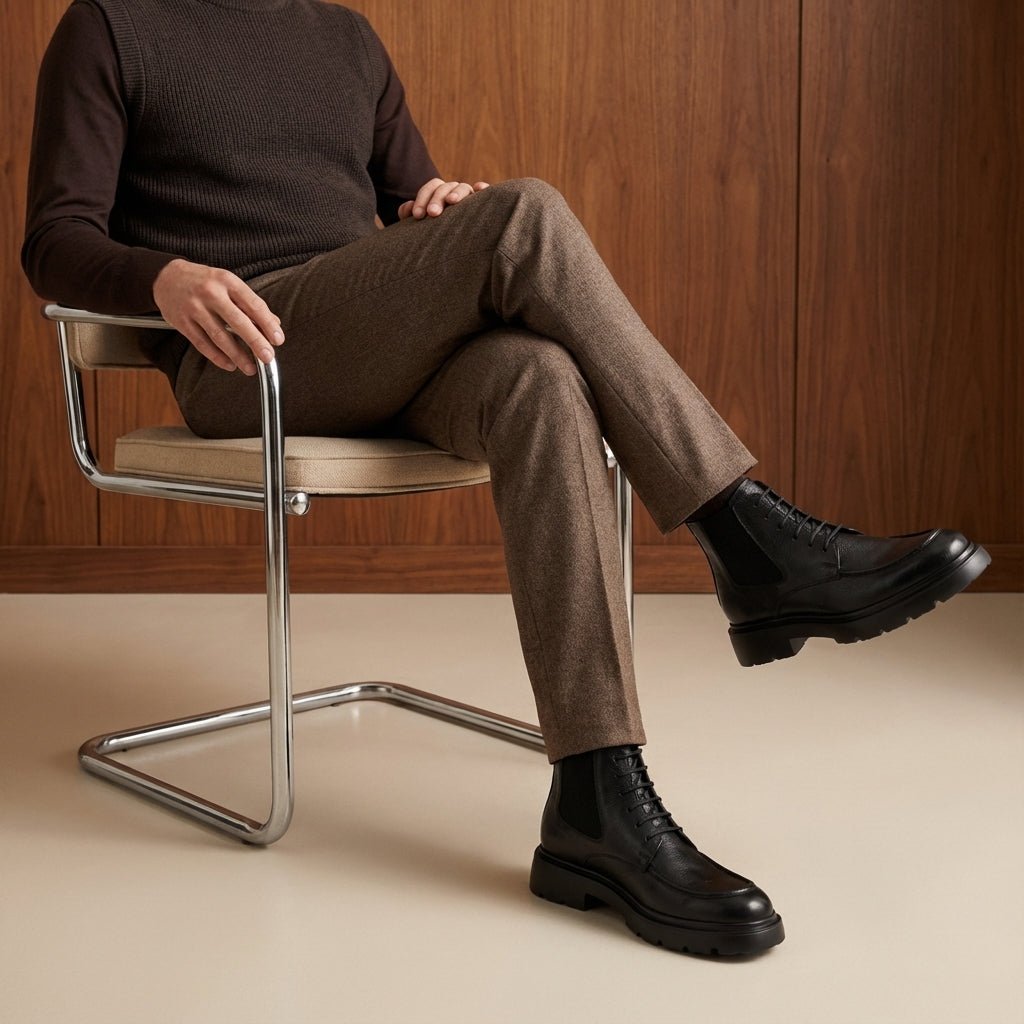 Owen: Bottes Homme - Cuir Noir - Bleather Maroc