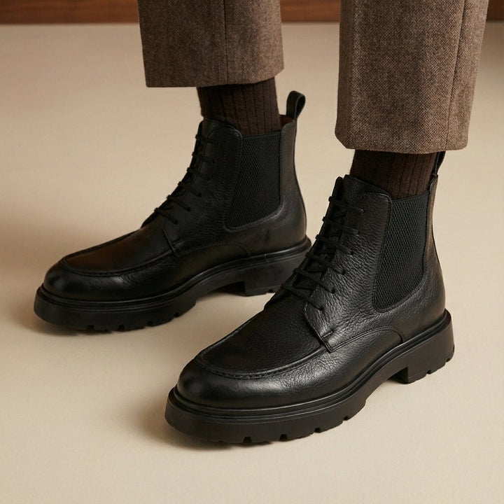 Owen: Bottes Homme - Cuir Noir - Bleather Maroc
