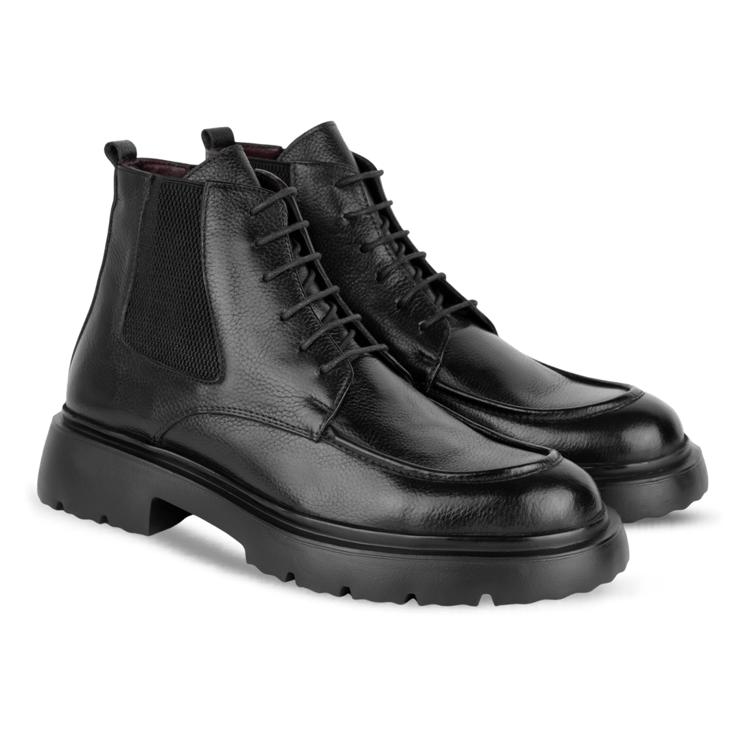 Owen: Bottes Homme - Cuir Noir - Bleather Maroc