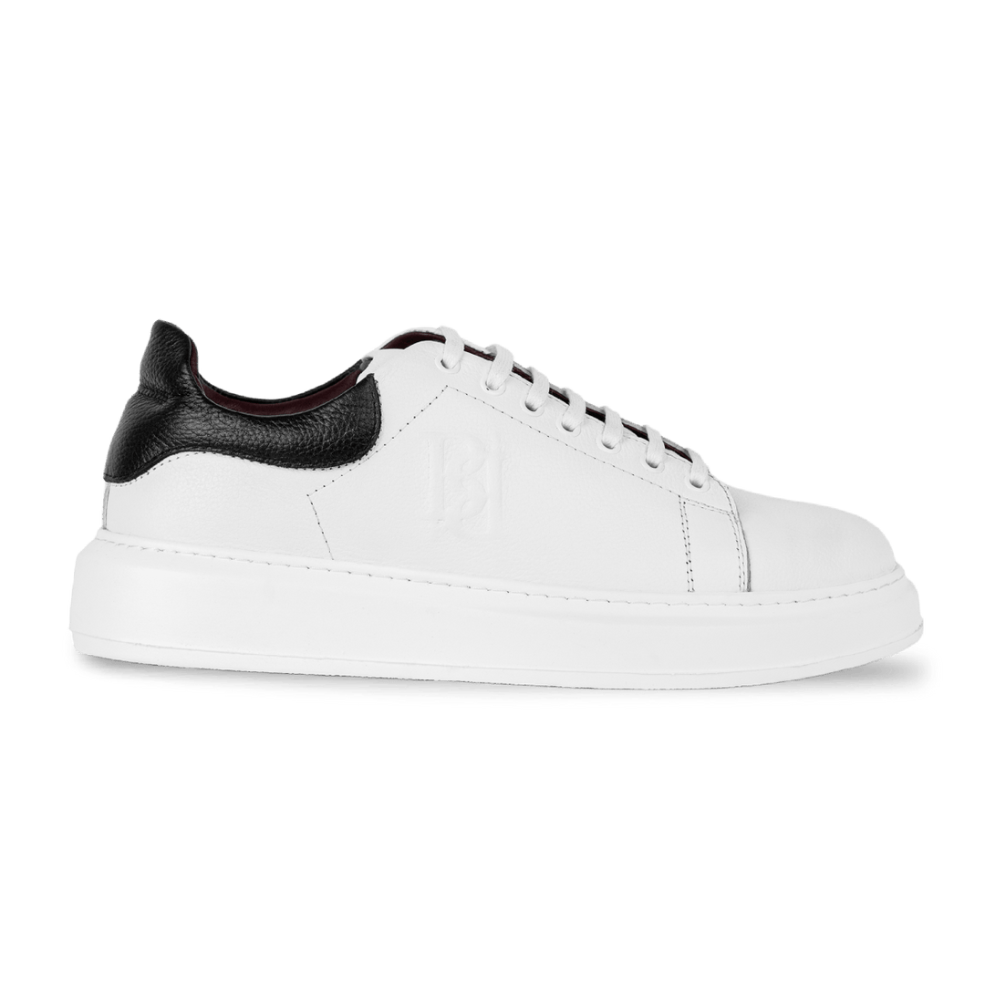 Palmer: Sneakers Homme Cuir Blanc N' Bleather UK –