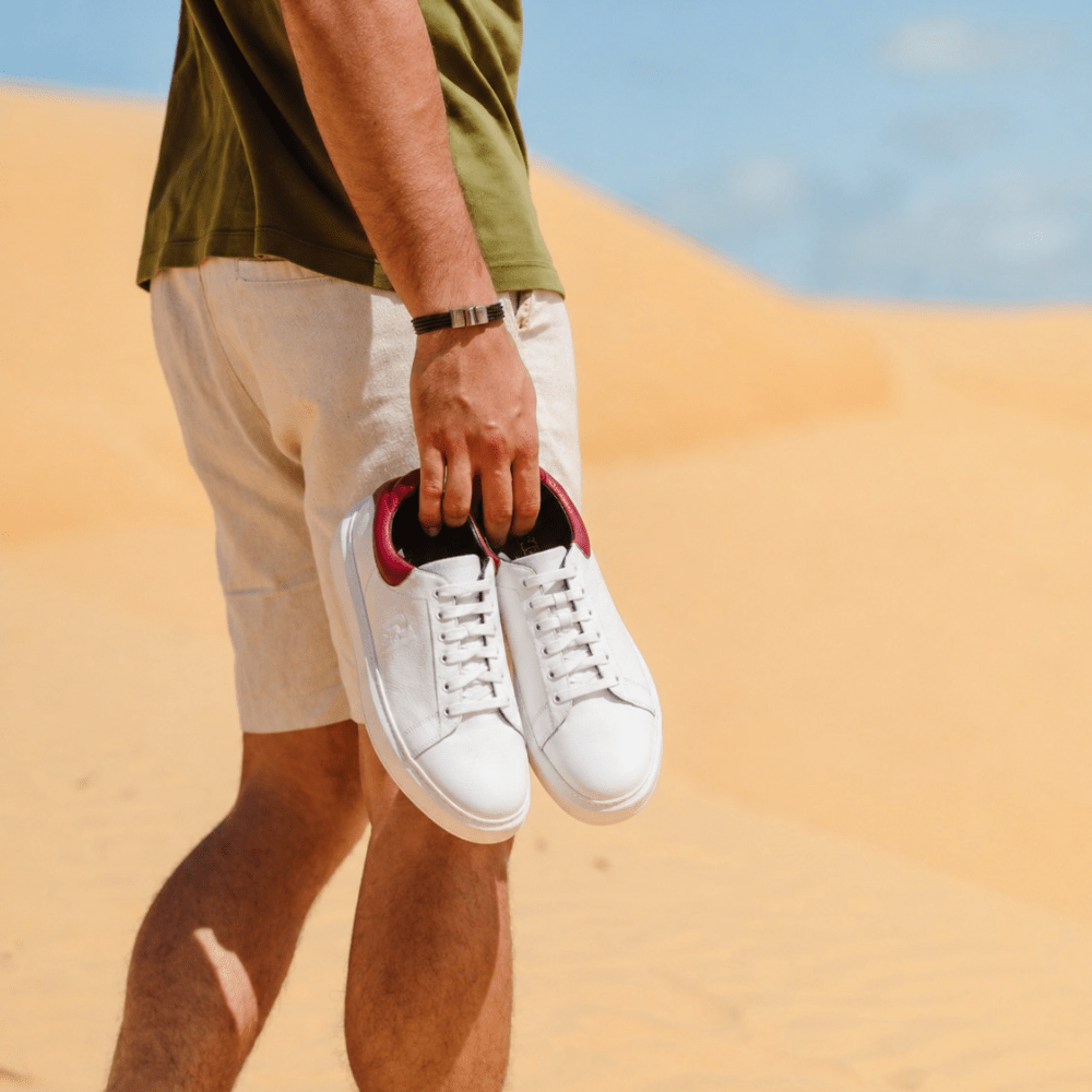 Palmer: Sneakers Homme - Cuir Blanc R' - Bleather Maroc