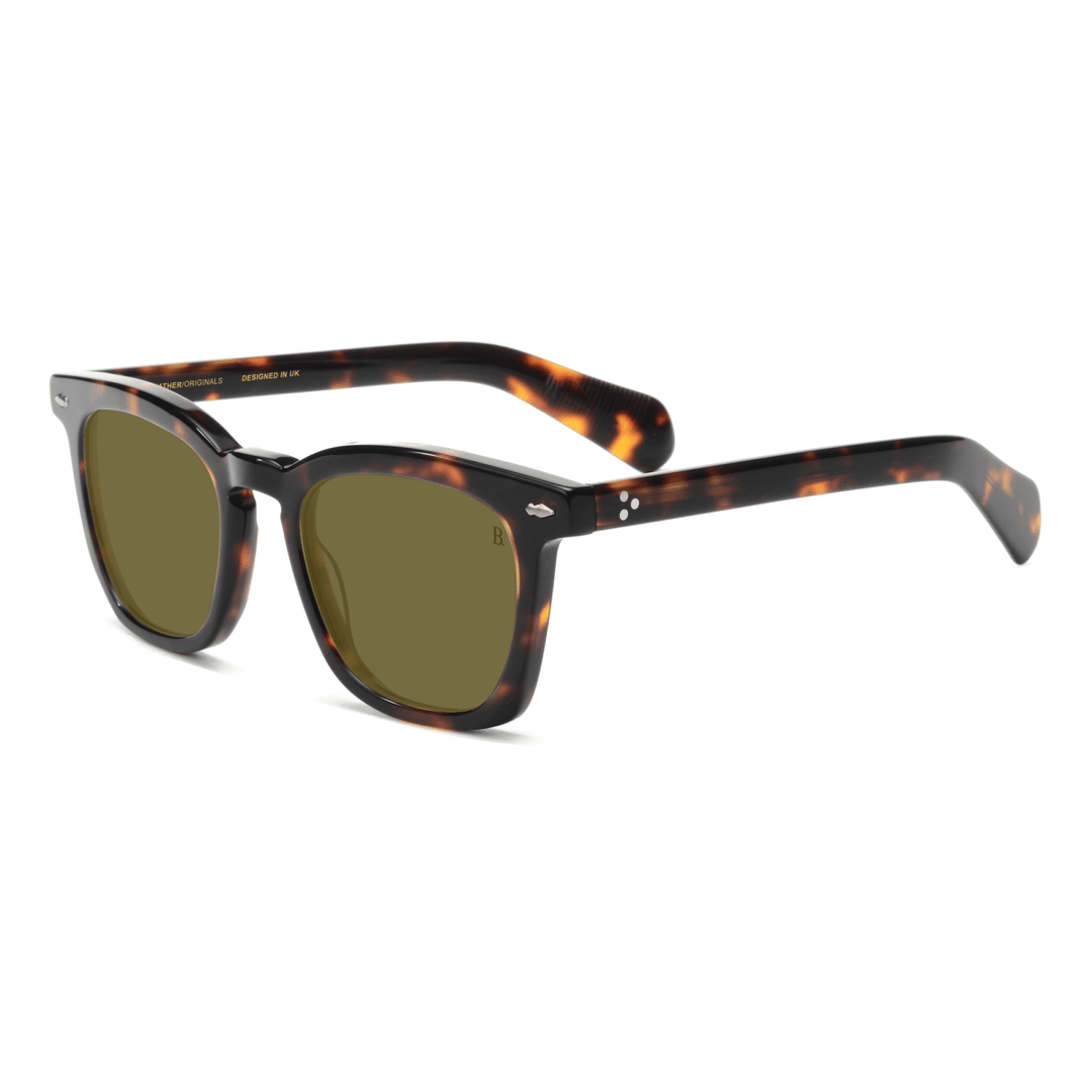 Pansy: Lunettes de soleil de luxe Havane - Bleather Maroc