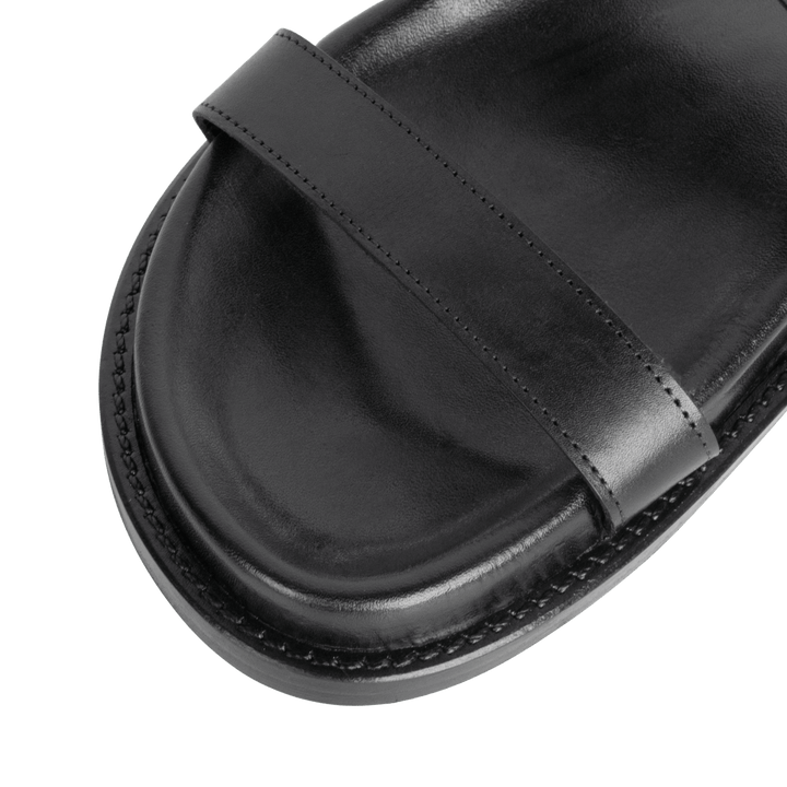 Penelope : Sandales Femme - Cuir Noir - Bleather Maroc