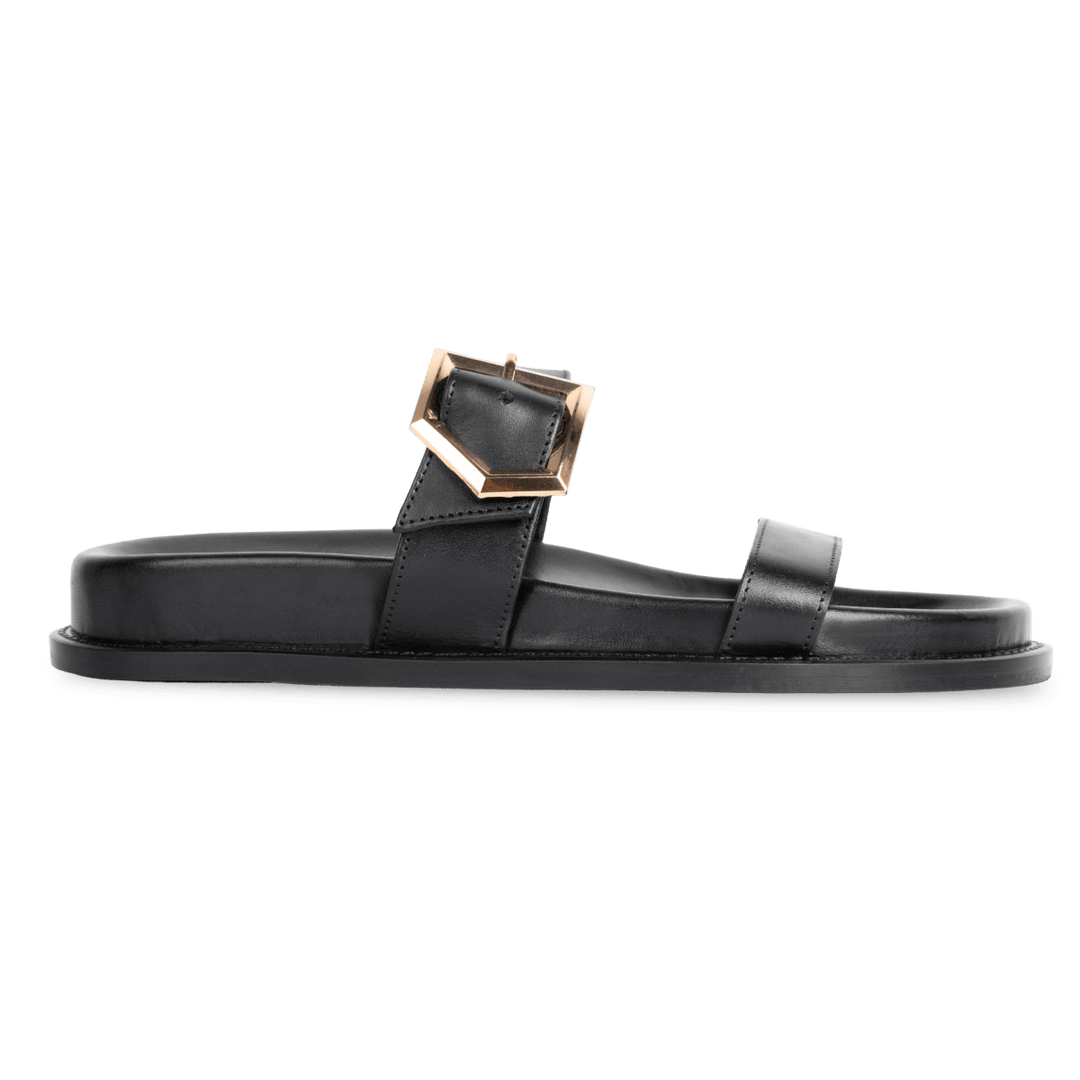 Penelope : Sandales Femme - Cuir Noir - Bleather Maroc