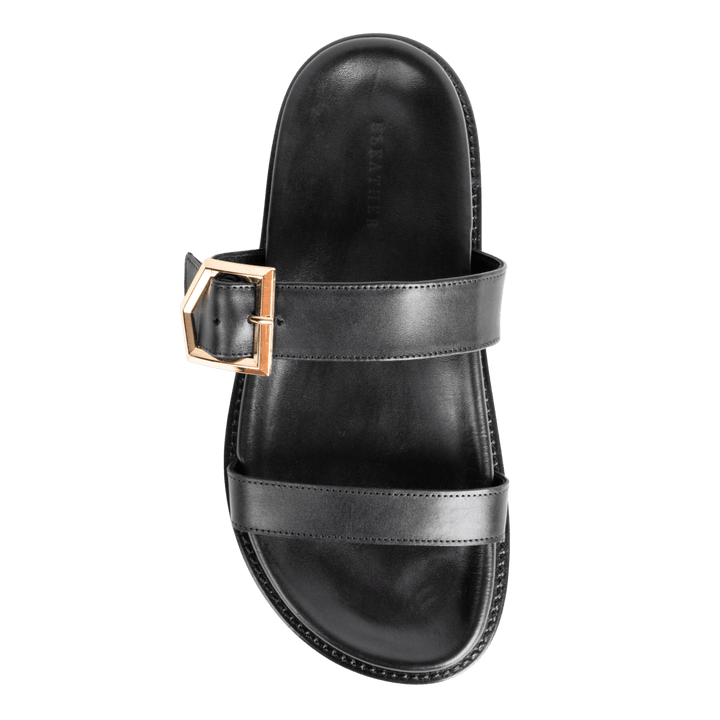 Penelope : Sandales Femme - Cuir Noir - Bleather Maroc