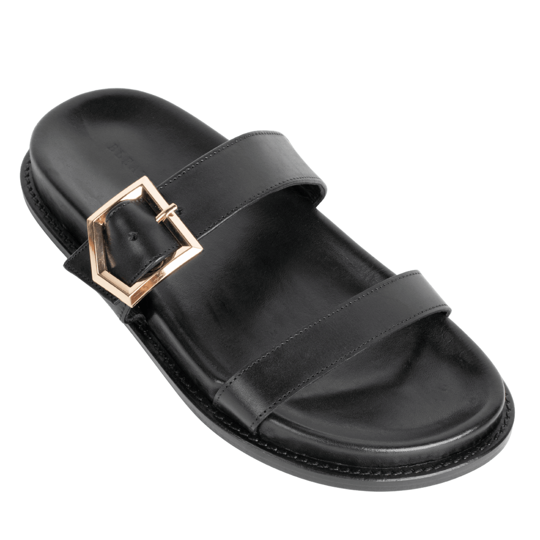 Penelope : Sandales Femme - Cuir Noir - Bleather Maroc