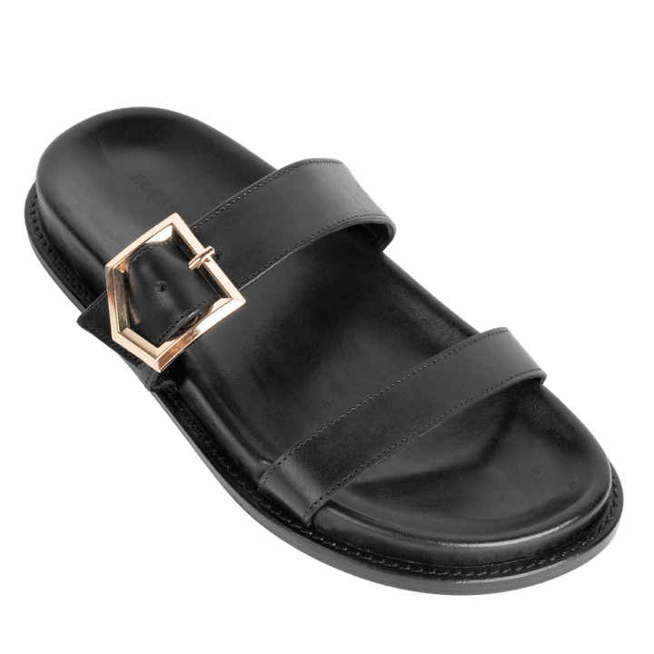 Penelope : Sandales Femme - Cuir Noir - Bleather Maroc