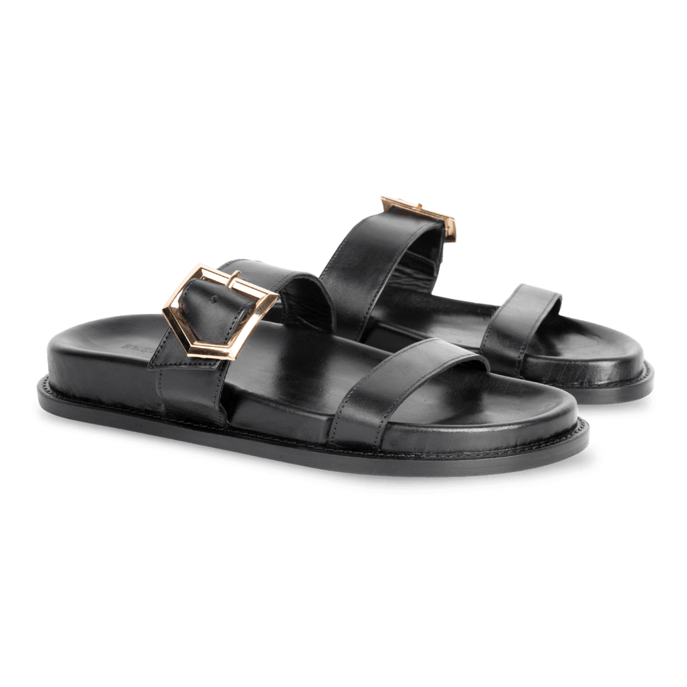Penelope : Sandales Femme - Cuir Noir - Bleather Maroc