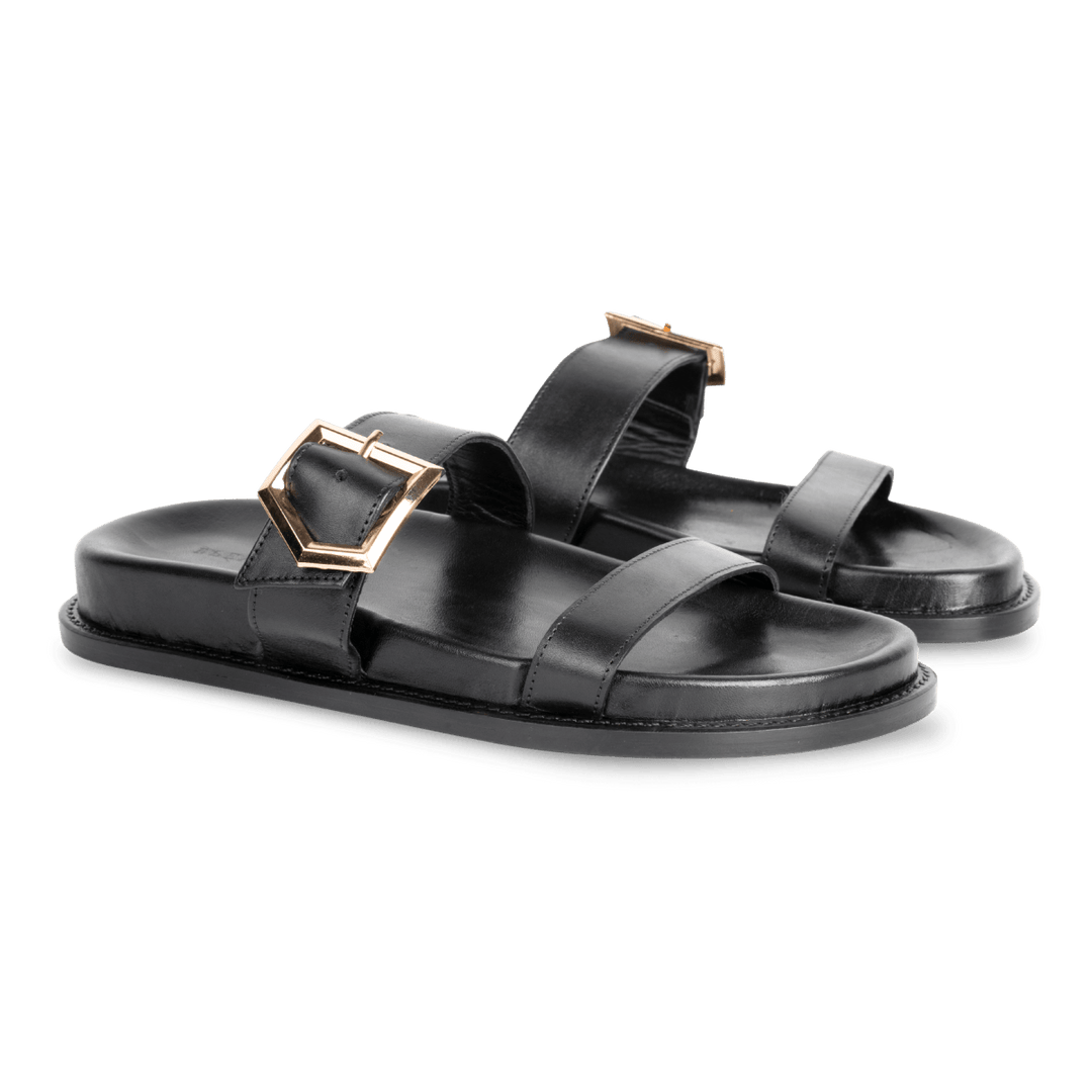 Penelope : Sandales Femme - Cuir Noir - Bleather Maroc