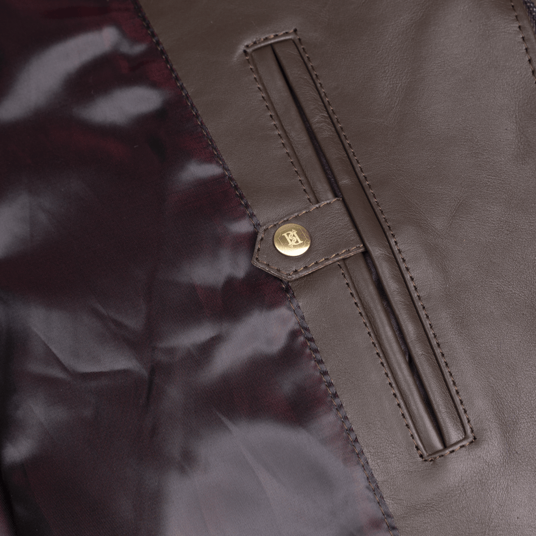 Perfecto: Jacket Hommes - Cuir Marron - Bleather Maroc