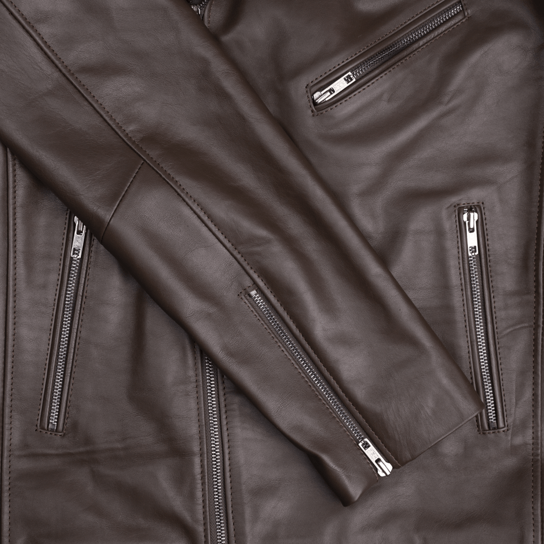 Perfecto: Jacket Hommes - Cuir Marron - Bleather Maroc