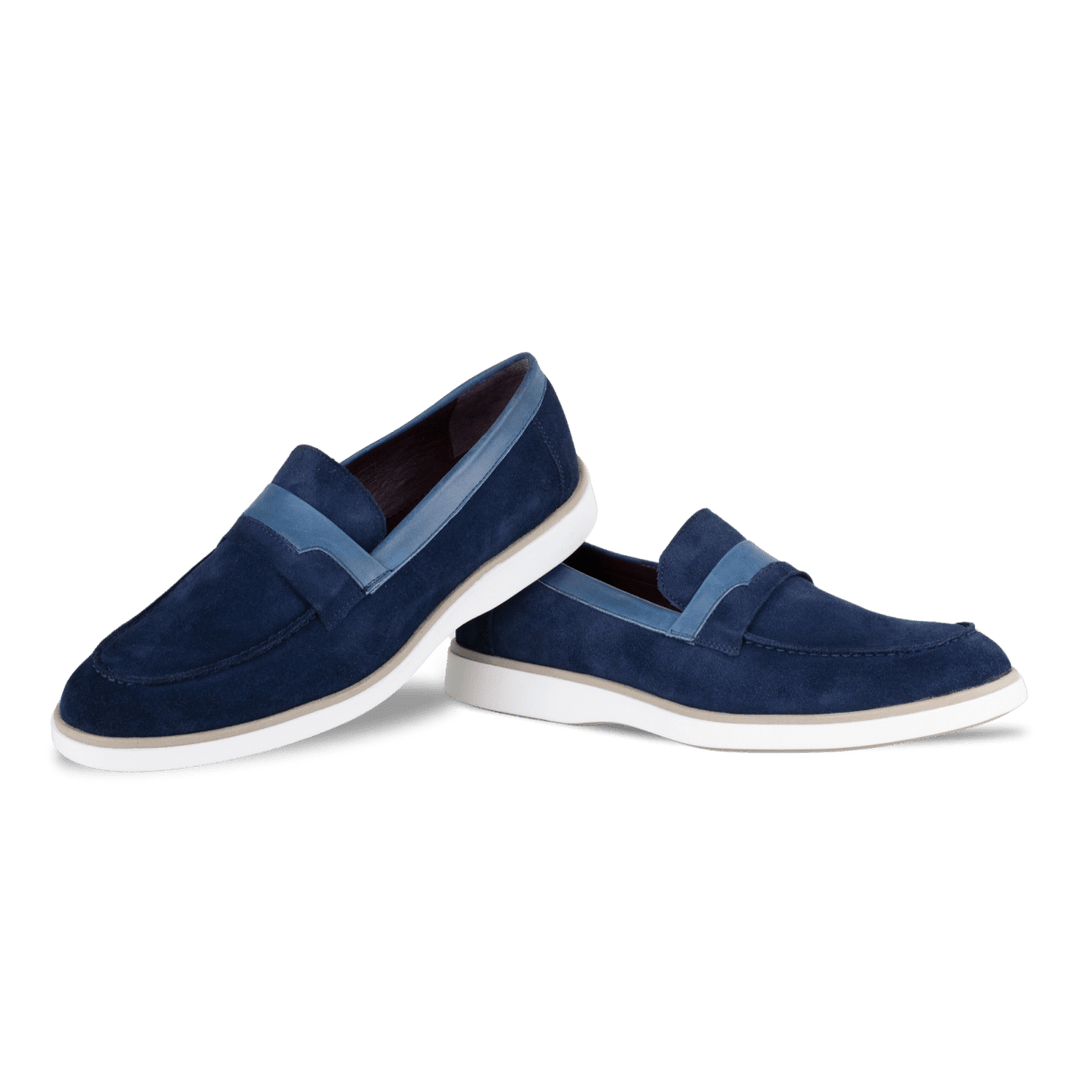 Phelps: Mocassin Homme - Daim Bleu - Bleather Maroc