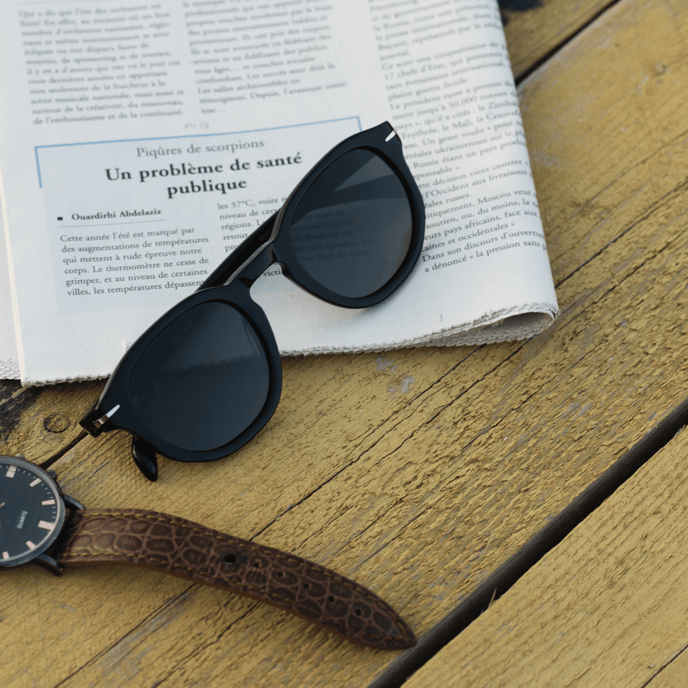 Pitcher: Lunettes de soleil de luxe Noir - Bleather Maroc