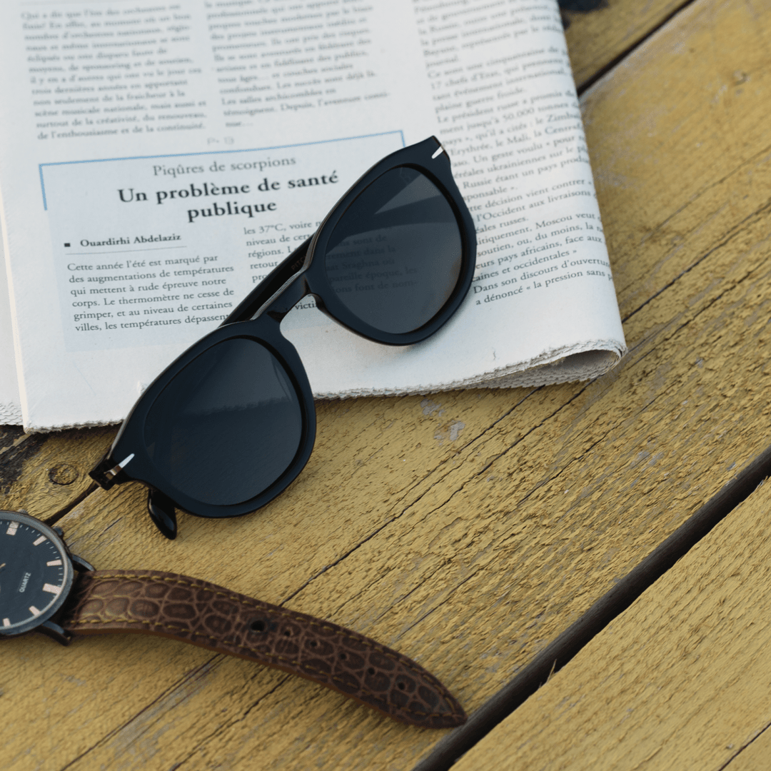 Pitcher: Lunettes de soleil de luxe Noir - Bleather Maroc