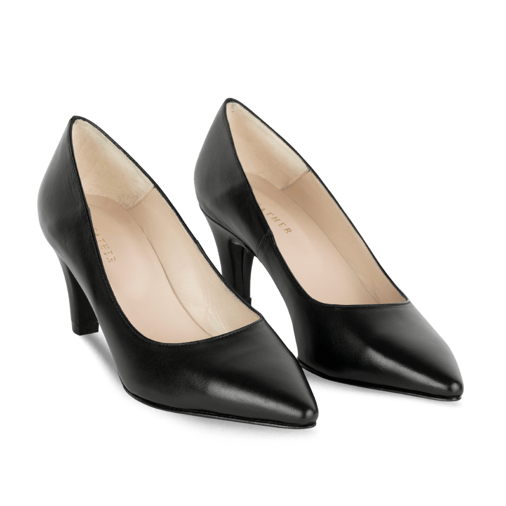 Poppy: Escarpins Femme - Cuir Noir - Bleather Maroc
