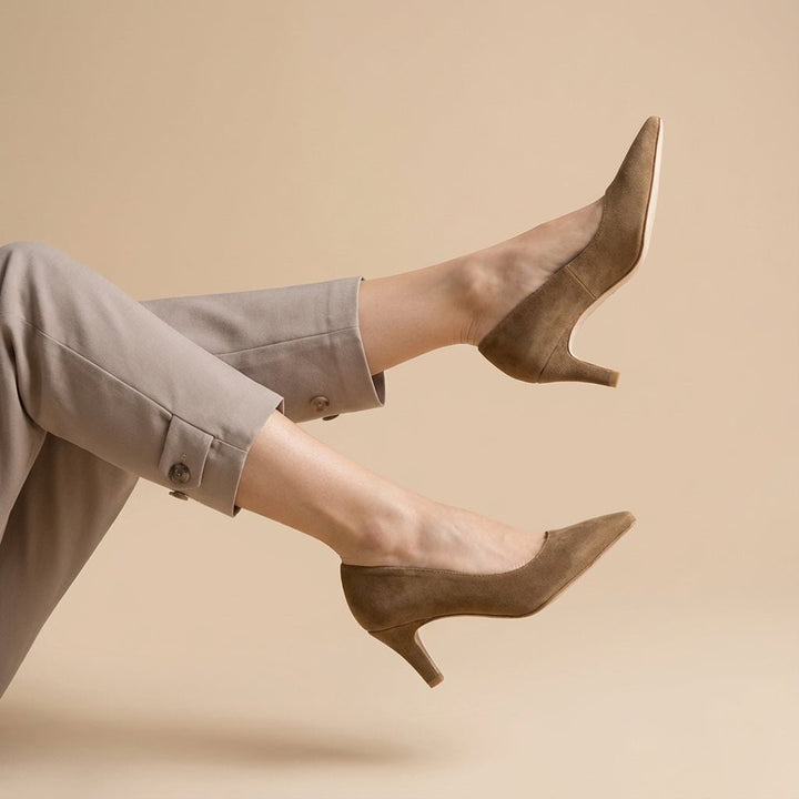 Poppy: Escarpins Femme - Daim Beige - Bleather Maroc