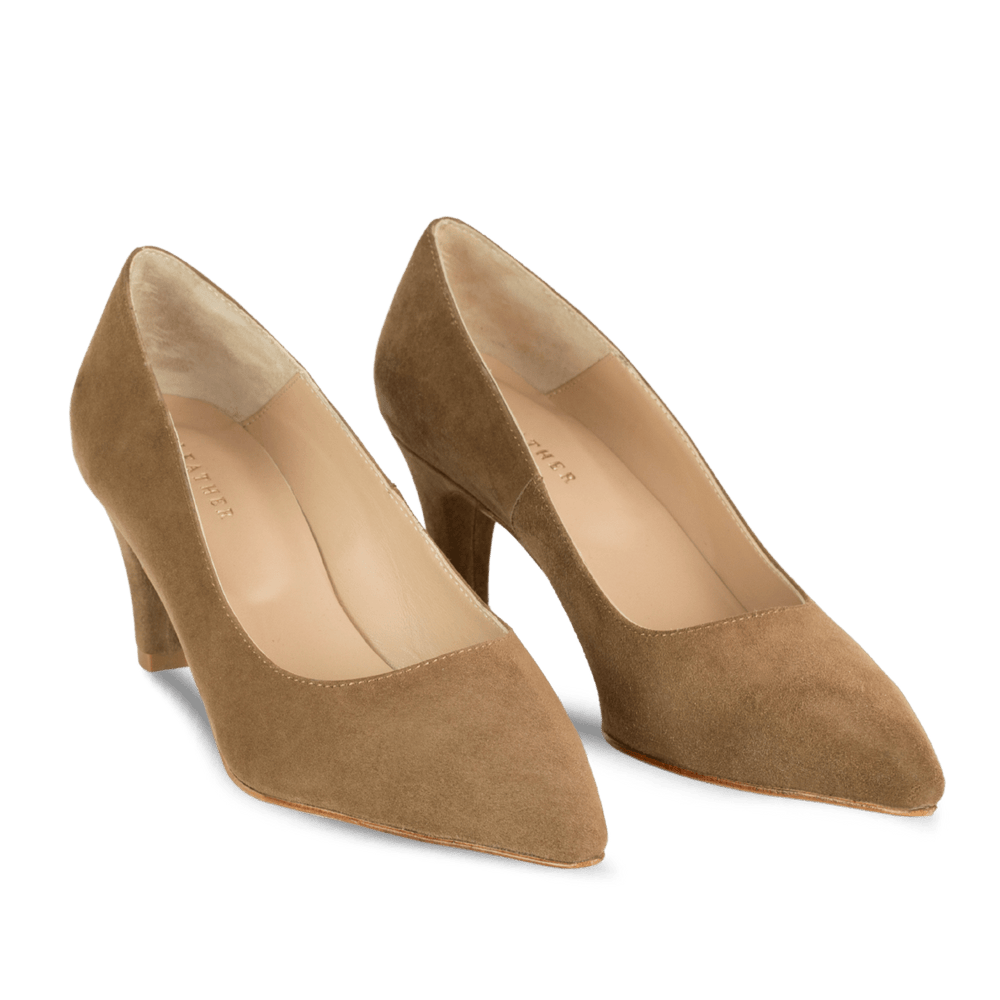 Poppy: Escarpins Femme - Daim Beige - Bleather Maroc