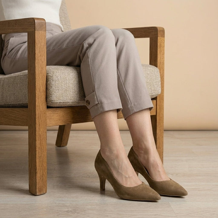 Poppy: Escarpins Femme - Daim Beige - Bleather Maroc