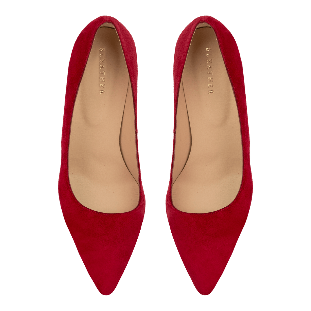 Poppy: Escarpins Femme - Daim Rouge Framboise - Bleather Maroc