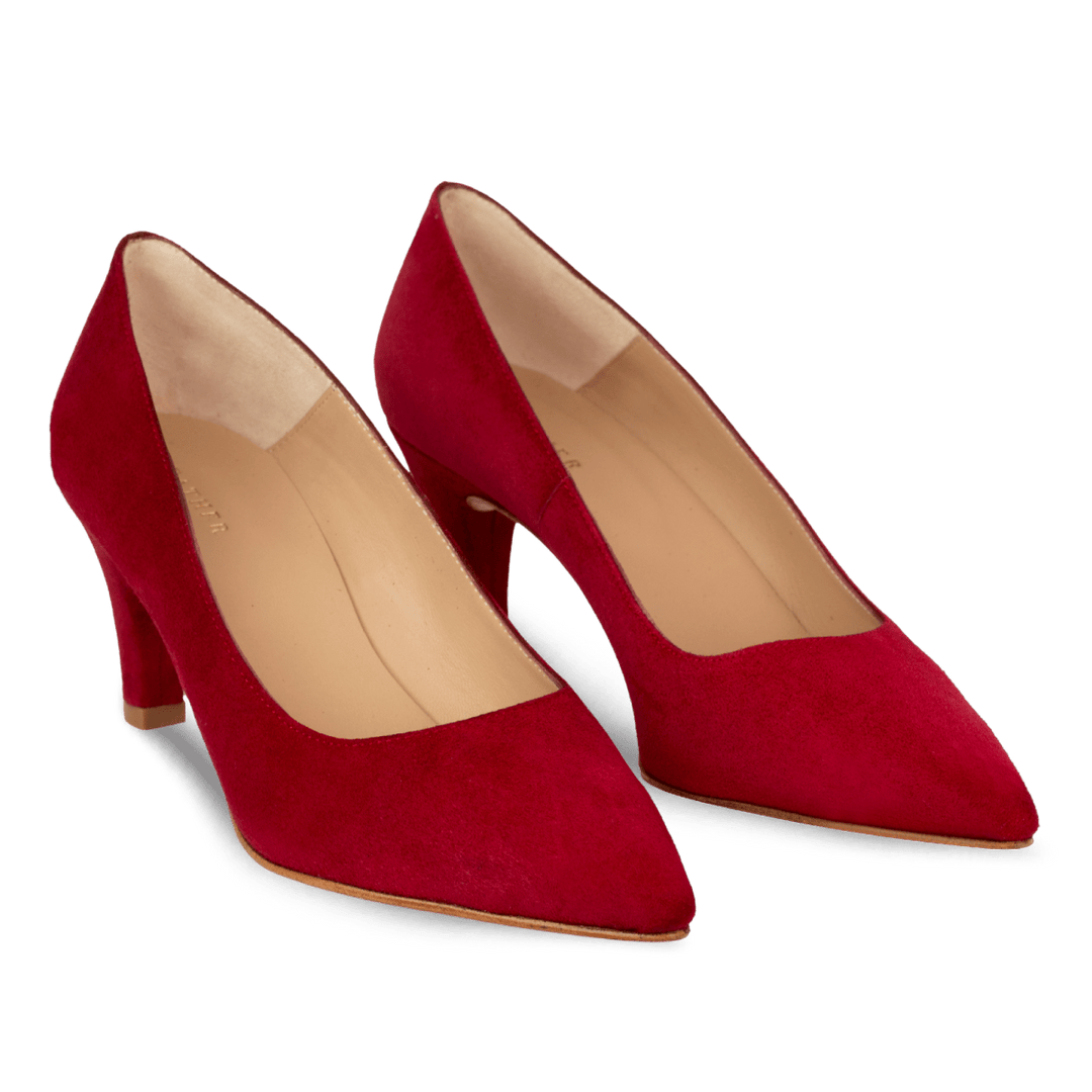 Poppy: Escarpins Femme - Daim Rouge Framboise - Bleather Maroc