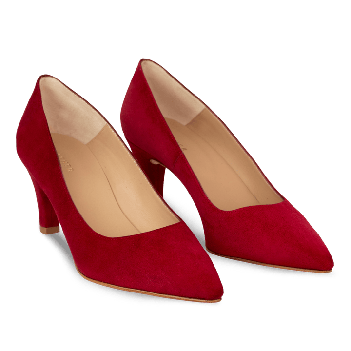 Poppy: Escarpins Femme - Daim Rouge Framboise - Bleather Maroc