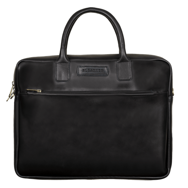 Cartable Professionnel En Cuir Et Toile - Malette/briefcase Noir, Fait Main, Grande Capacité