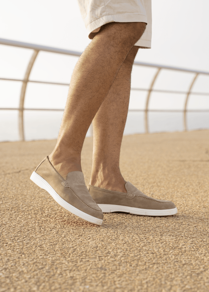 Preston: Mocassin Homme - Daim Beige - Bleather Maroc