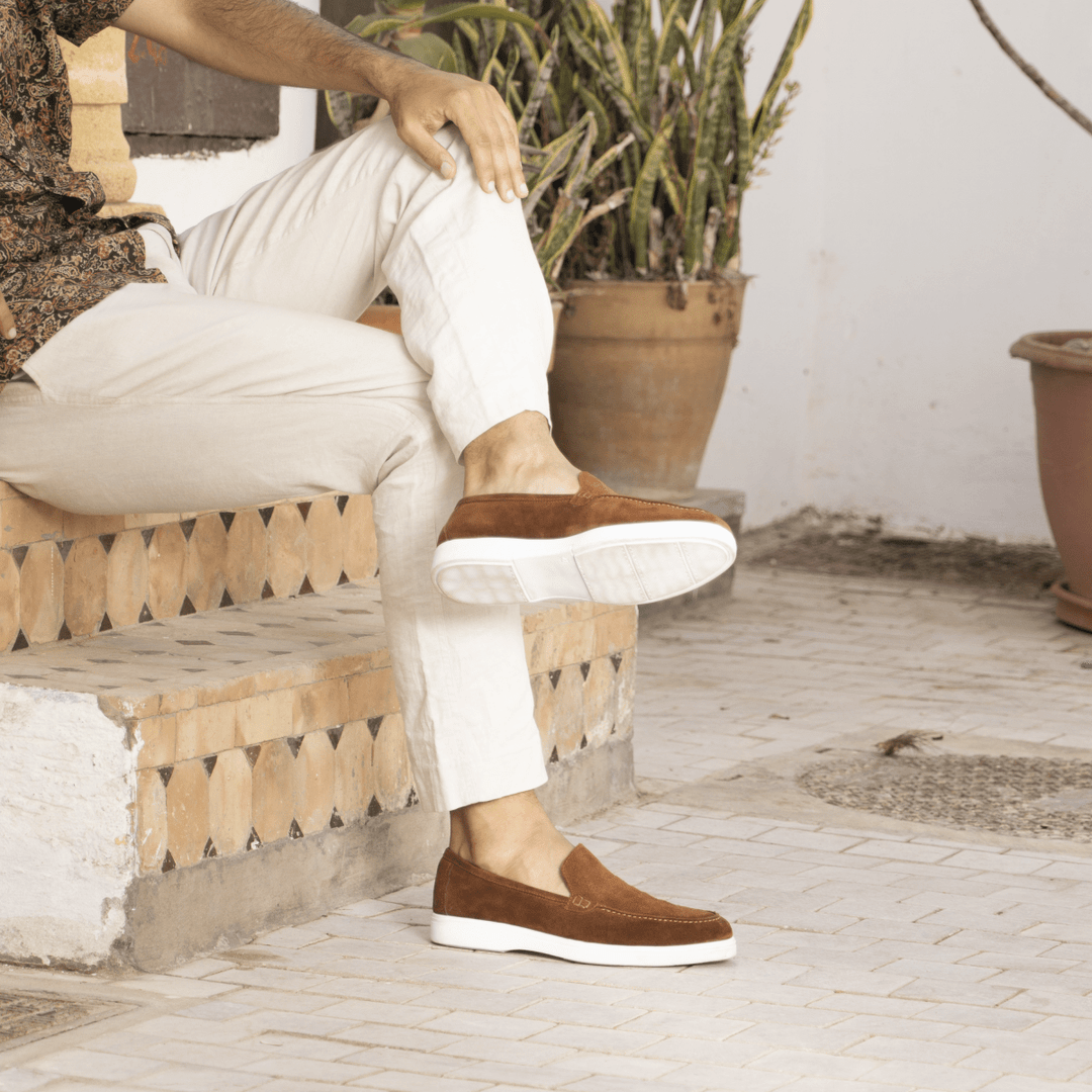 Preston: Mocassin Homme - Daim Camel - Bleather Maroc
