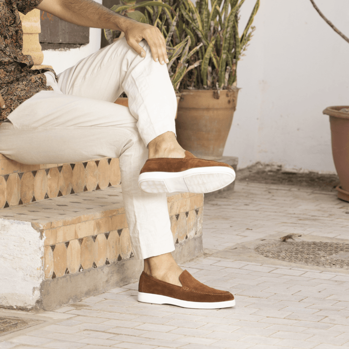 Preston: Mocassin Homme - Daim Camel - Bleather Maroc