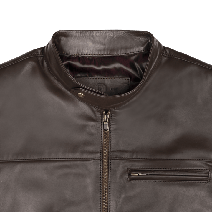 Racer: Jacket Homme - Cuir Marron Chocolat - Bleather Maroc