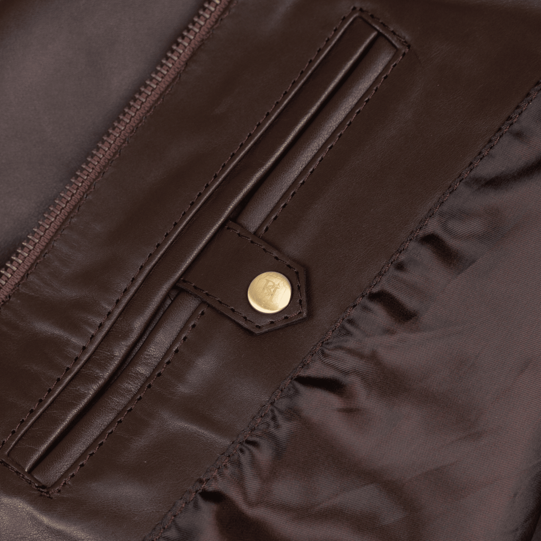 Racer: Jacket Homme - Cuir Marron Chocolat - Bleather Maroc