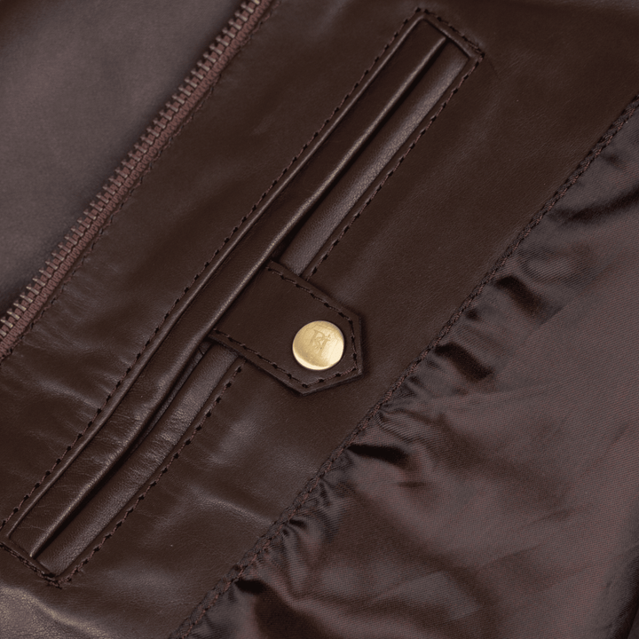 Racer: Jacket Homme - Cuir Marron Chocolat - Bleather Maroc