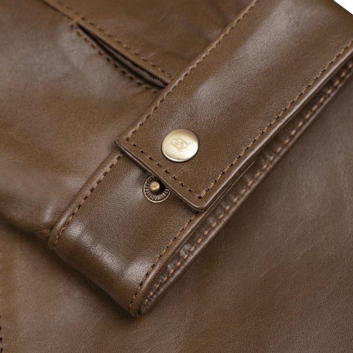 Racer: Jacket Homme - Cuir Marron patiné - Bleather Maroc