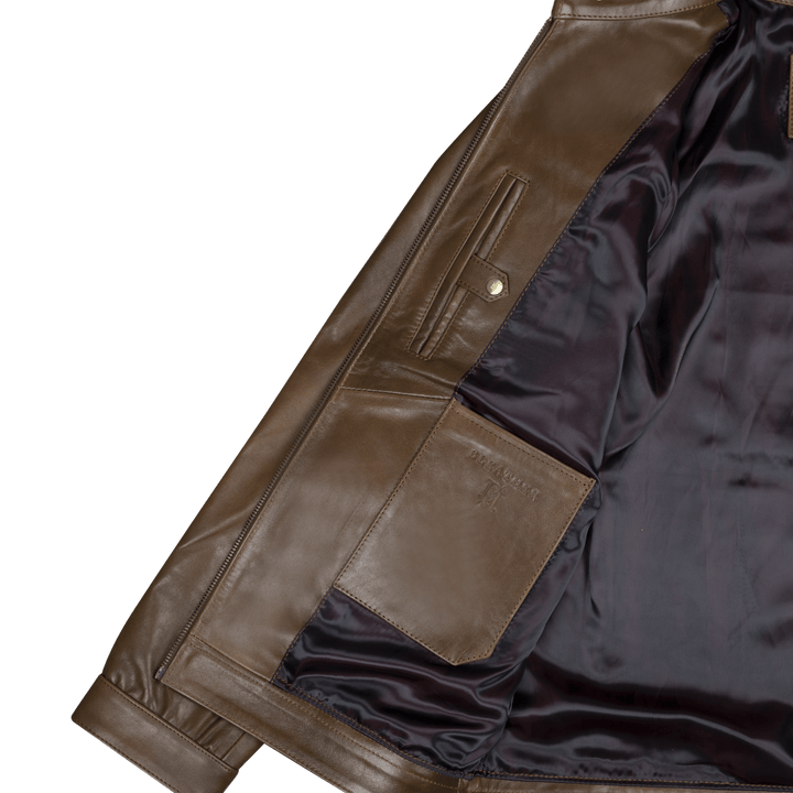 Racer: Jacket Homme - Cuir Marron patiné - Bleather Maroc