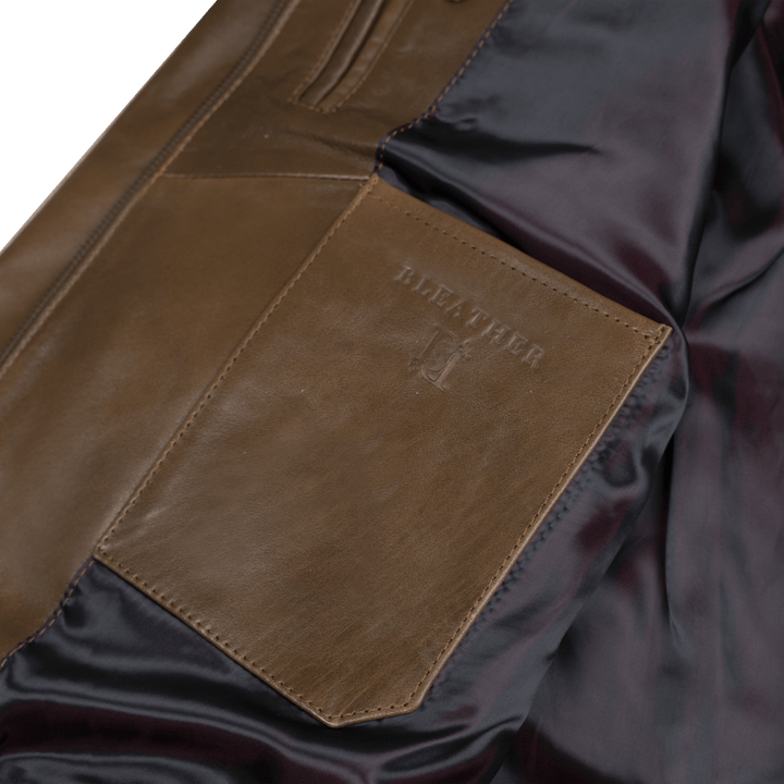 Racer: Jacket Homme - Cuir Marron patiné - Bleather Maroc