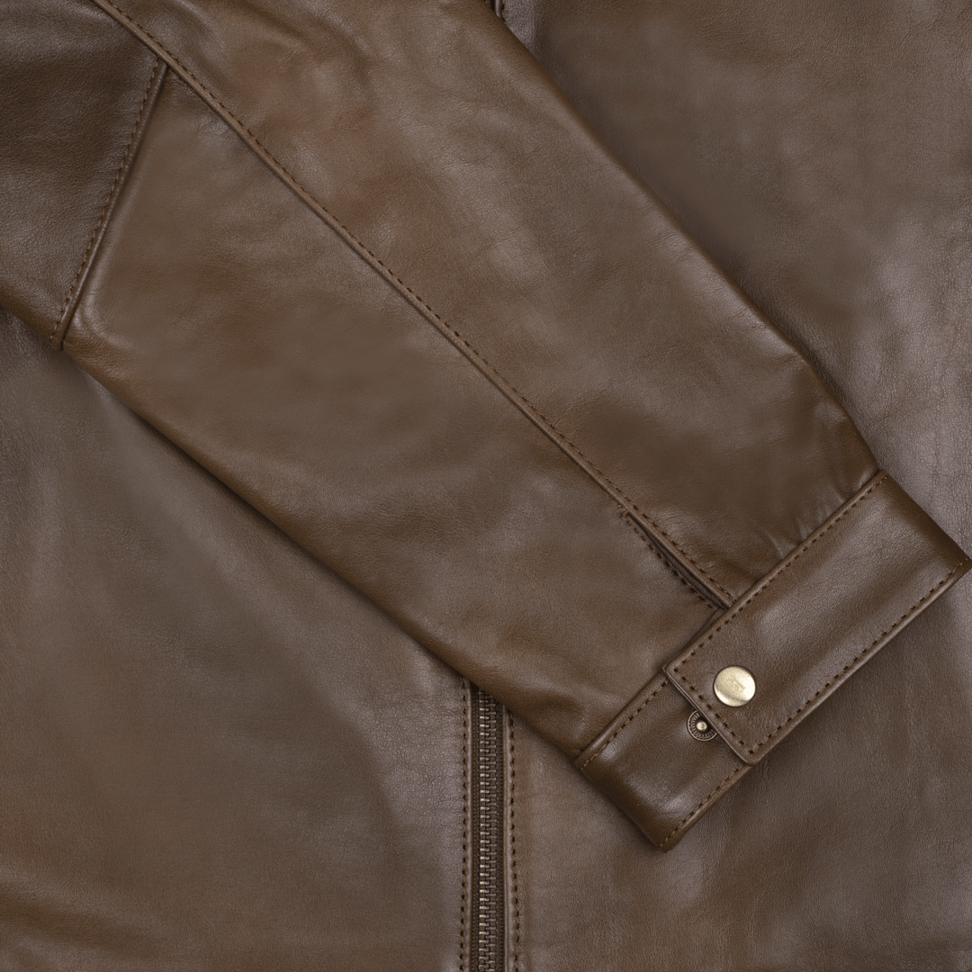 Racer: Jacket Homme - Cuir Marron patiné - Bleather Maroc